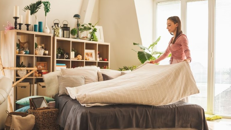 cleaning bedroom